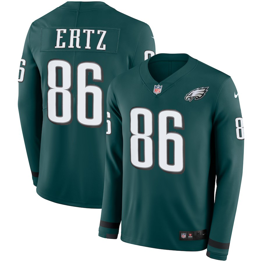 Men Philadelphia Eagles 86 Ertz green Limited NFL Nike Therma Long Sleeve Jersey